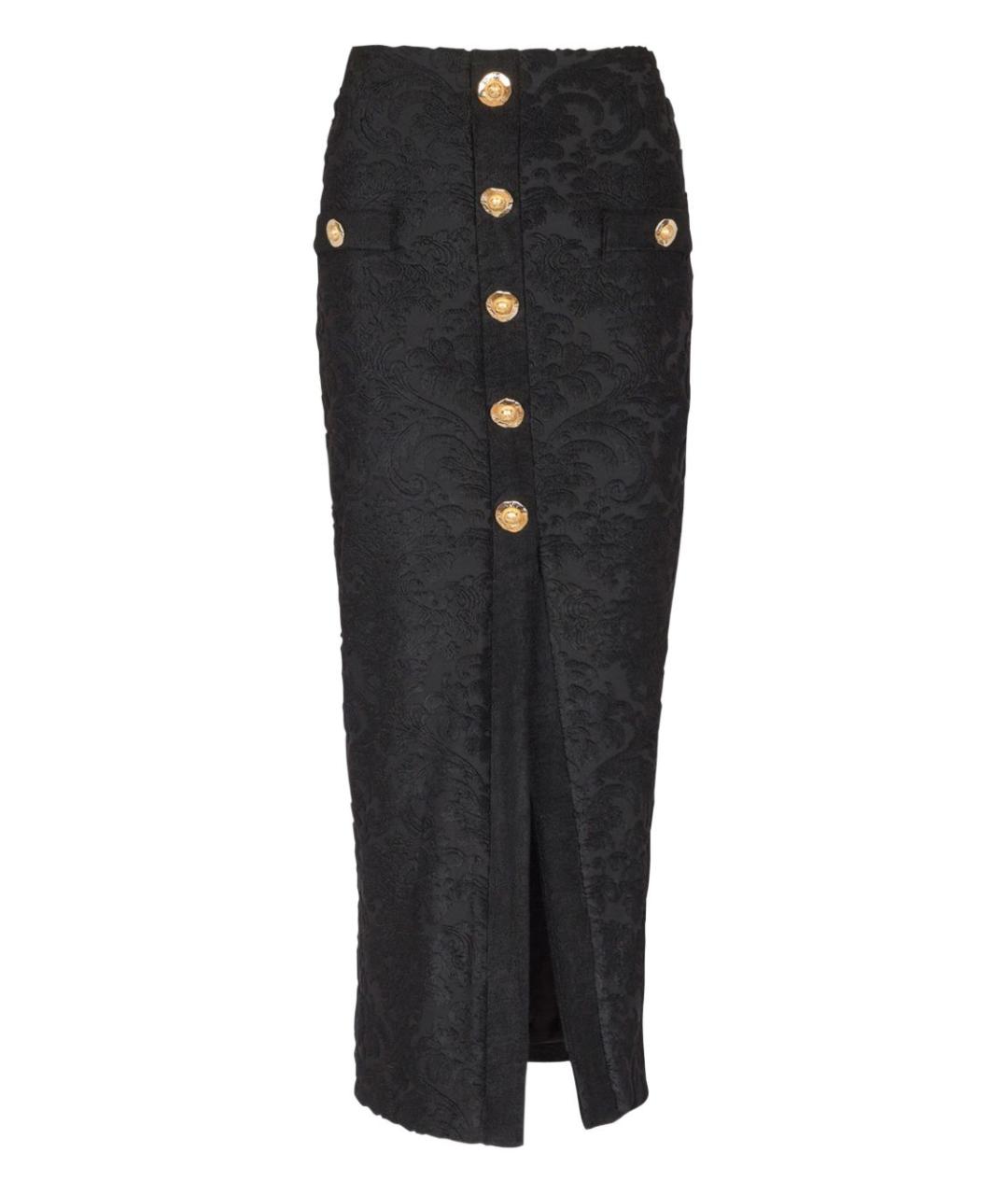 BALMAIN Черная вискозная юбка миди, фото 1