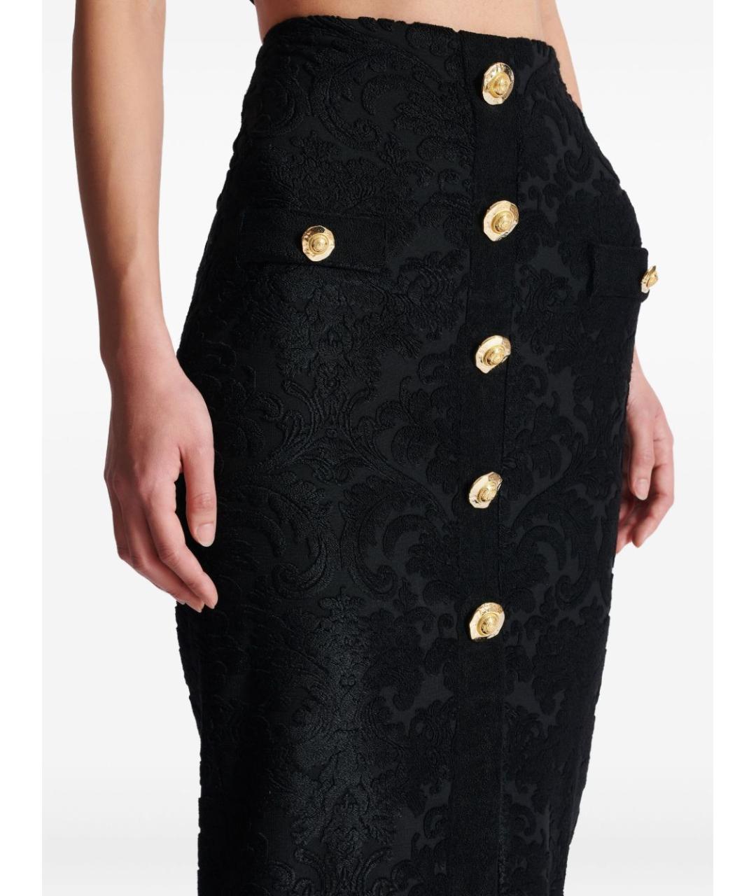 BALMAIN Черная вискозная юбка миди, фото 5