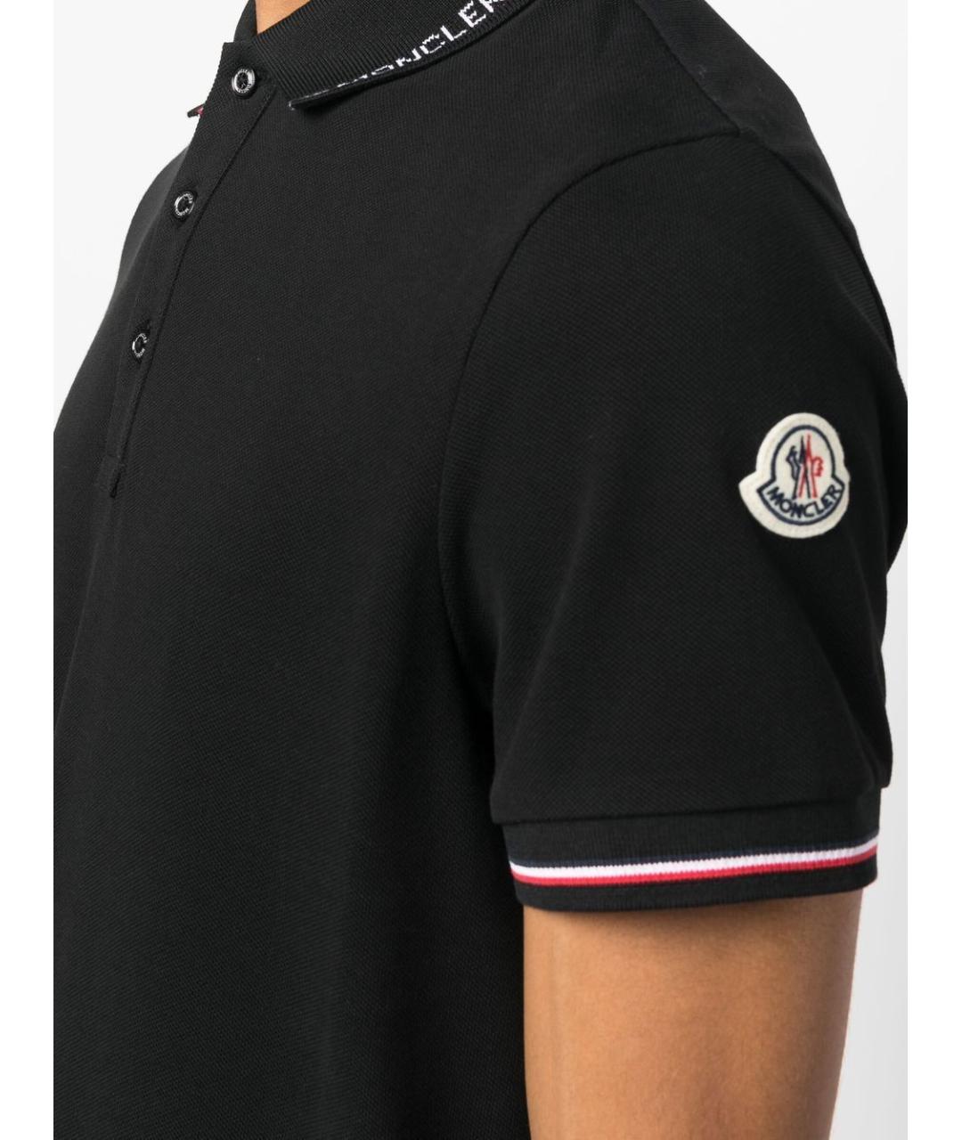 MONCLER Черное поло с коротким рукавом, фото 5