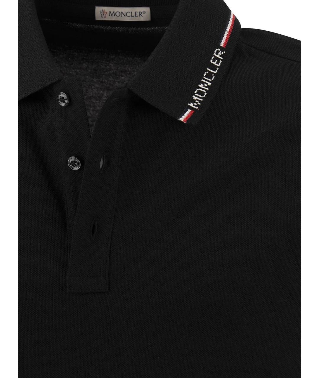 MONCLER Черное поло с коротким рукавом, фото 4