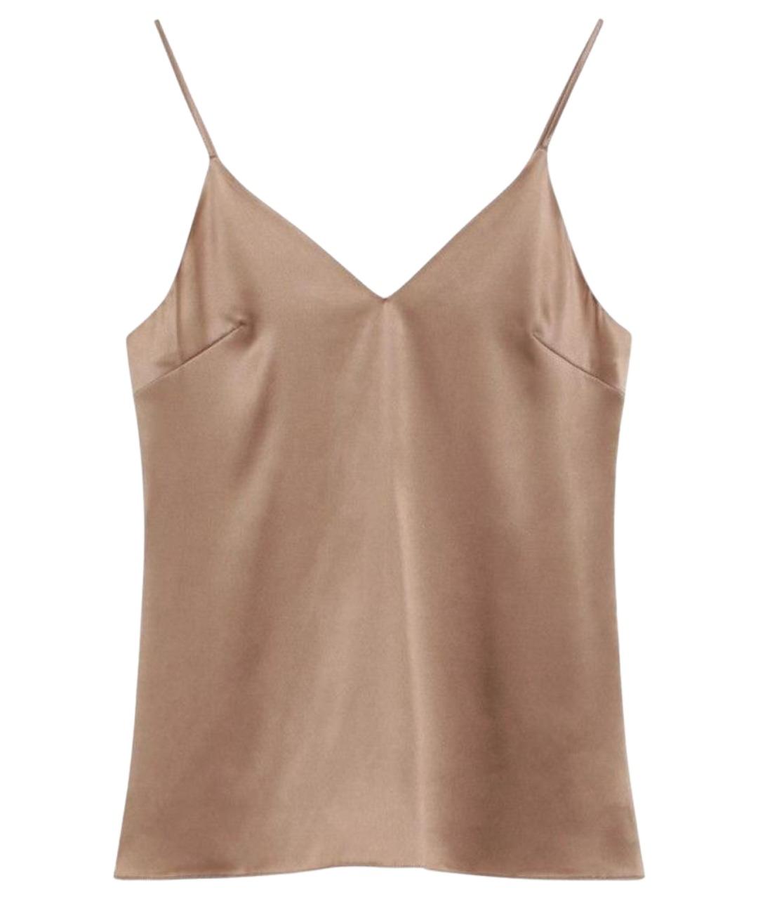 BRUNELLO CUCINELLI Бежевая шелковая майка, фото 1