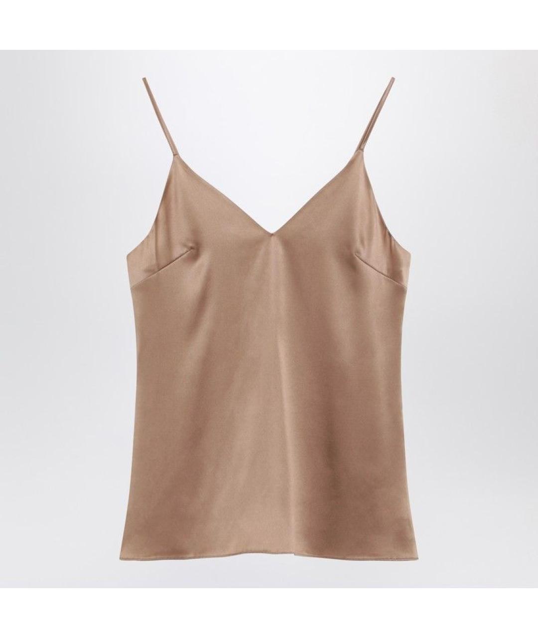 BRUNELLO CUCINELLI Бежевая шелковая майка, фото 3