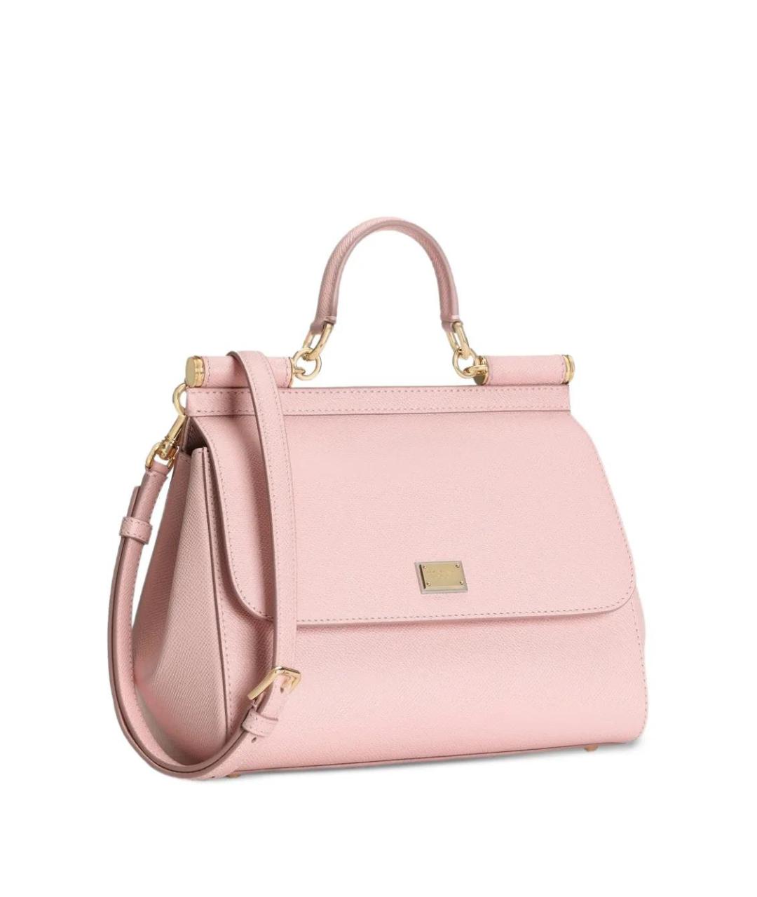 DOLCE&GABBANA Розовая кожаная сумка с короткими ручками, фото 3