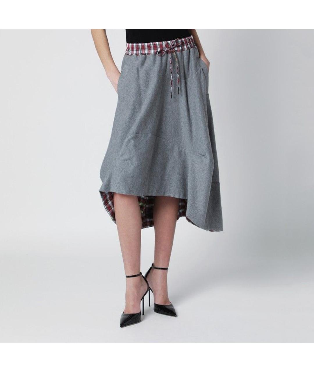 VIVIENNE WESTWOOD Серая хлопковая юбка миди, фото 3