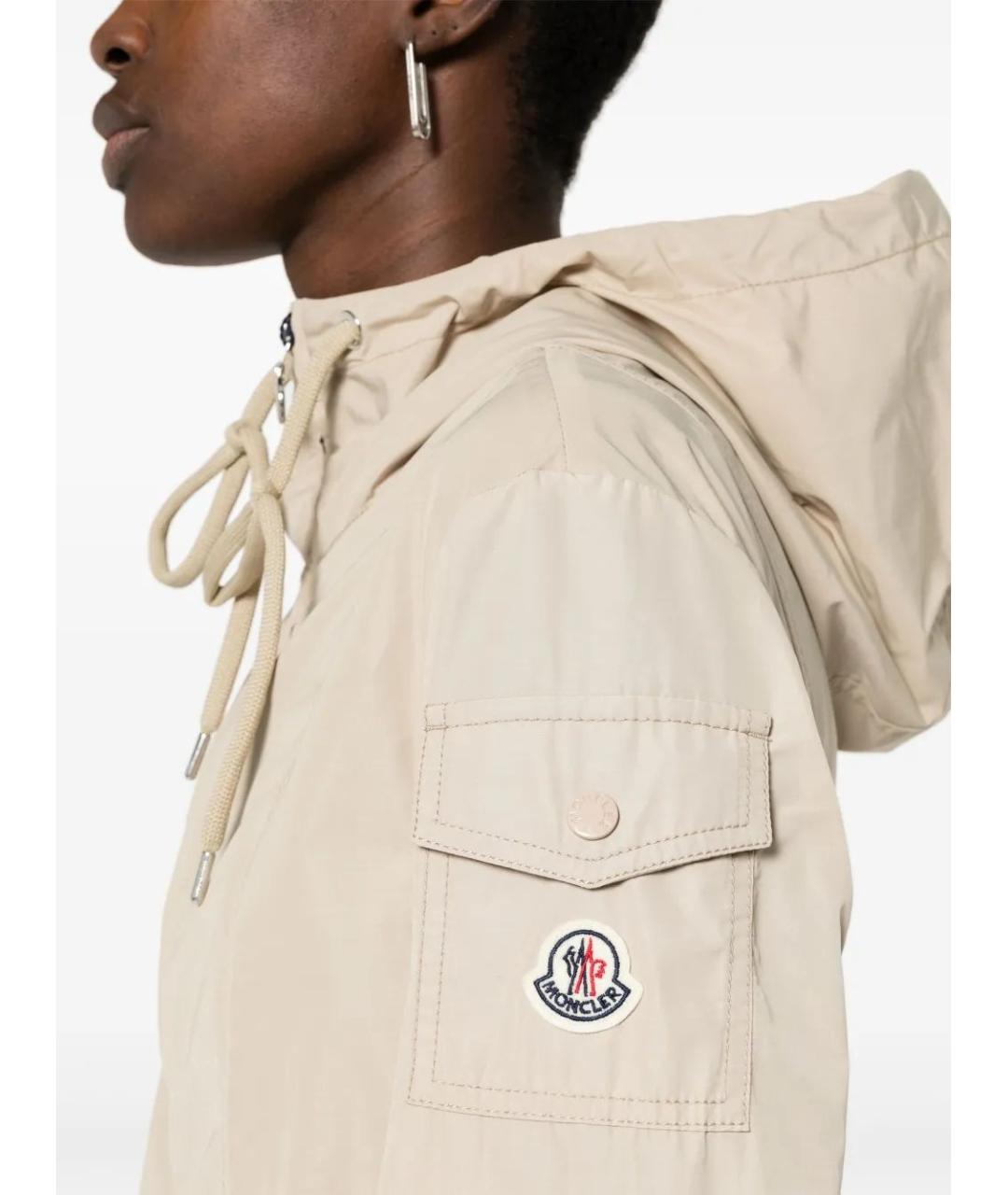 MONCLER Бежевая полиэстеровая парка, фото 5