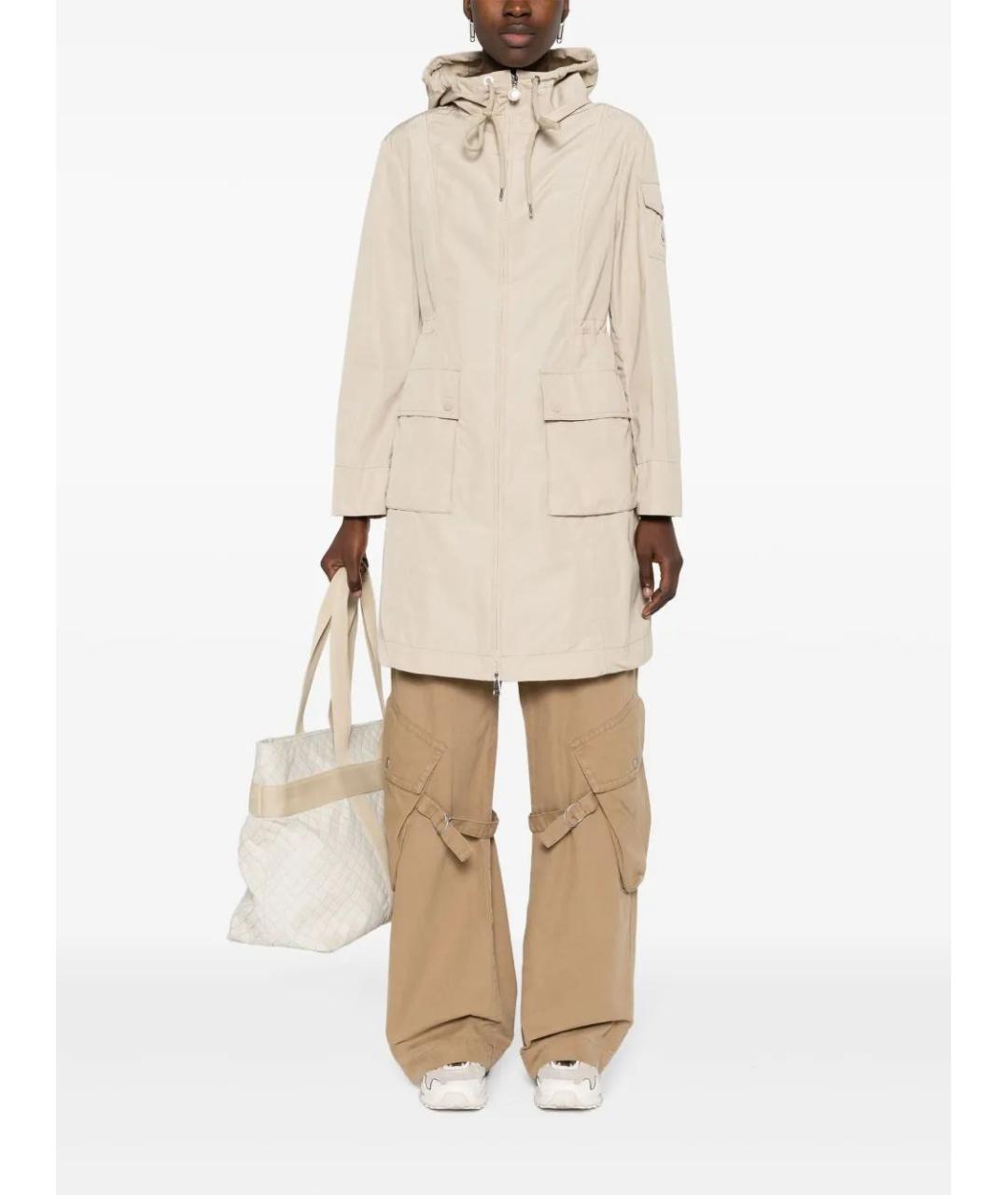 MONCLER Бежевая полиэстеровая парка, фото 2