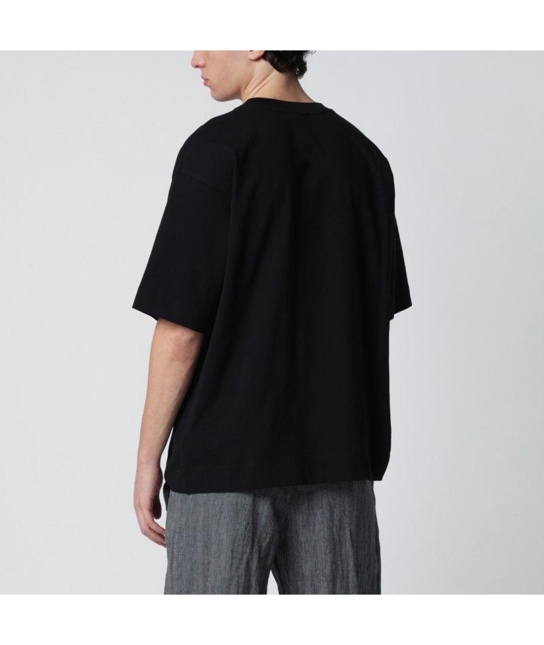 DRIES VAN NOTEN Черная хлопковая футболка, фото 2