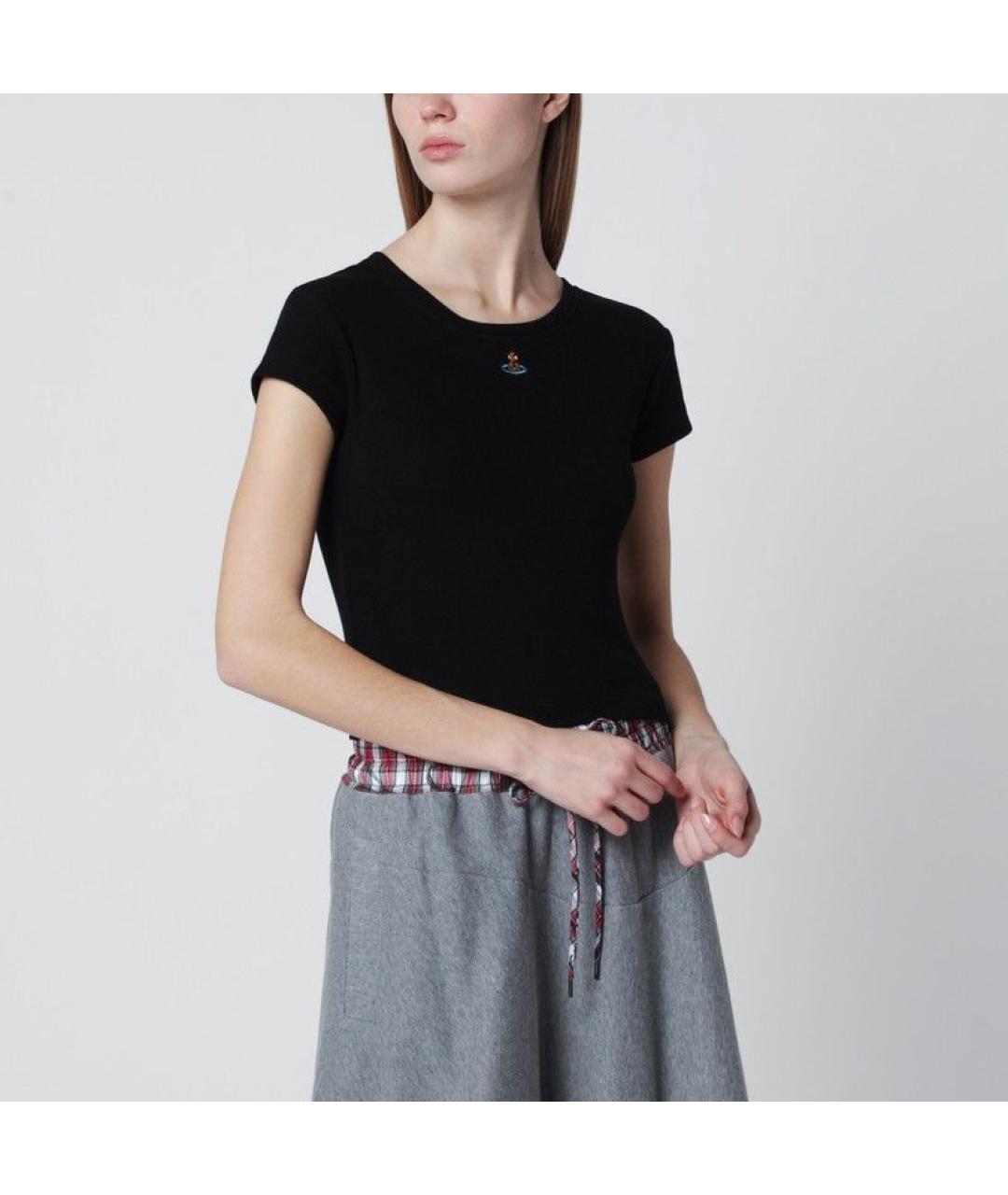 VIVIENNE WESTWOOD Черная хлопковая футболка, фото 3