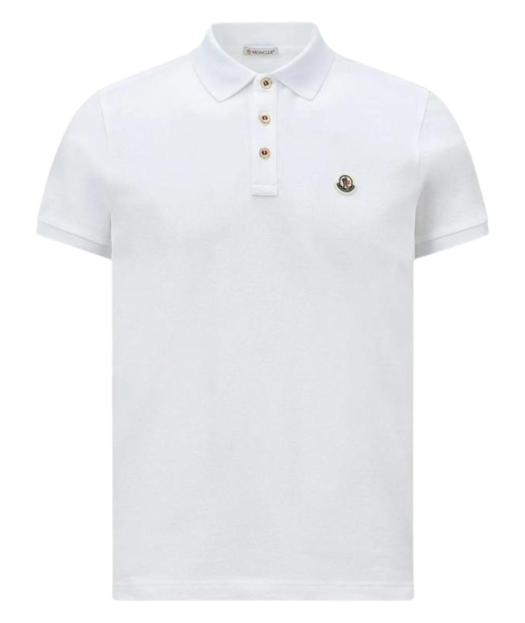 MONCLER Белое хлопковое поло с коротким рукавом, фото 1