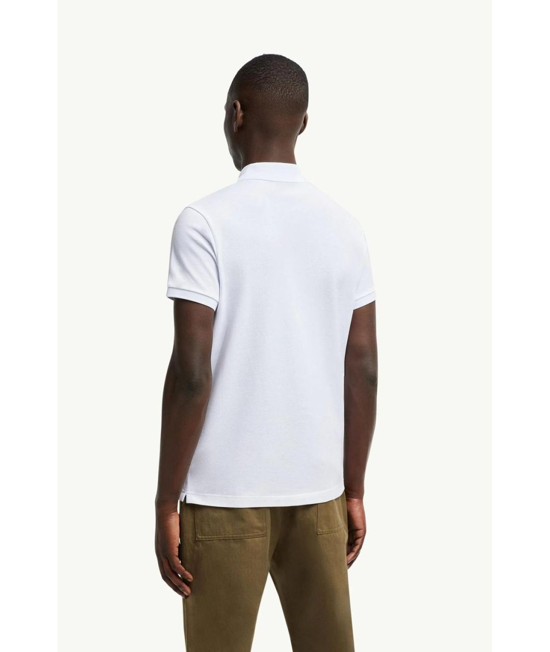 MONCLER Белое хлопковое поло с коротким рукавом, фото 5
