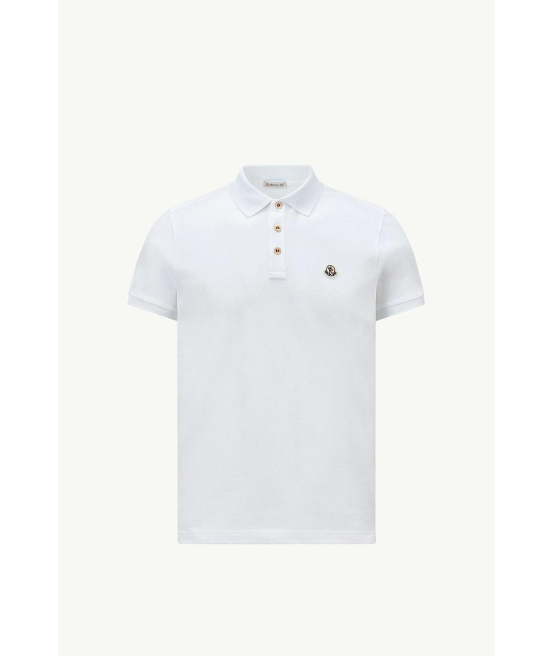 MONCLER Белое хлопковое поло с коротким рукавом, фото 6