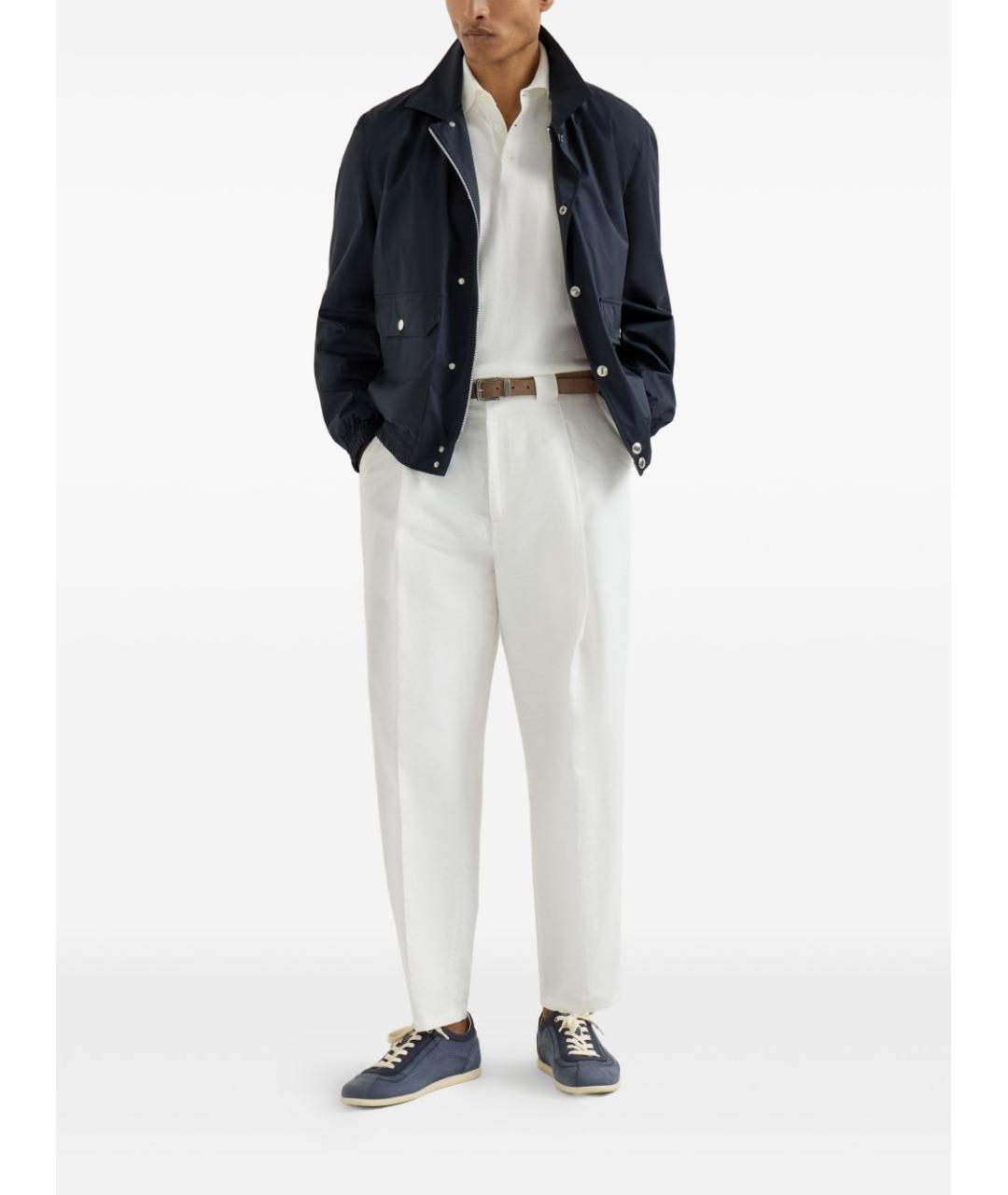 BRUNELLO CUCINELLI Белое хлопковое поло с длинным рукавом, фото 4