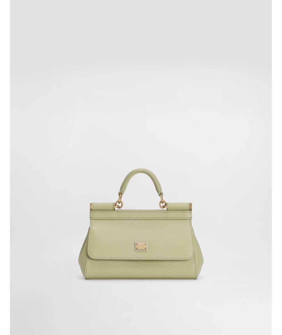 DOLCE&GABBANA Зеленая кожаная сумка с короткими ручками, фото 6