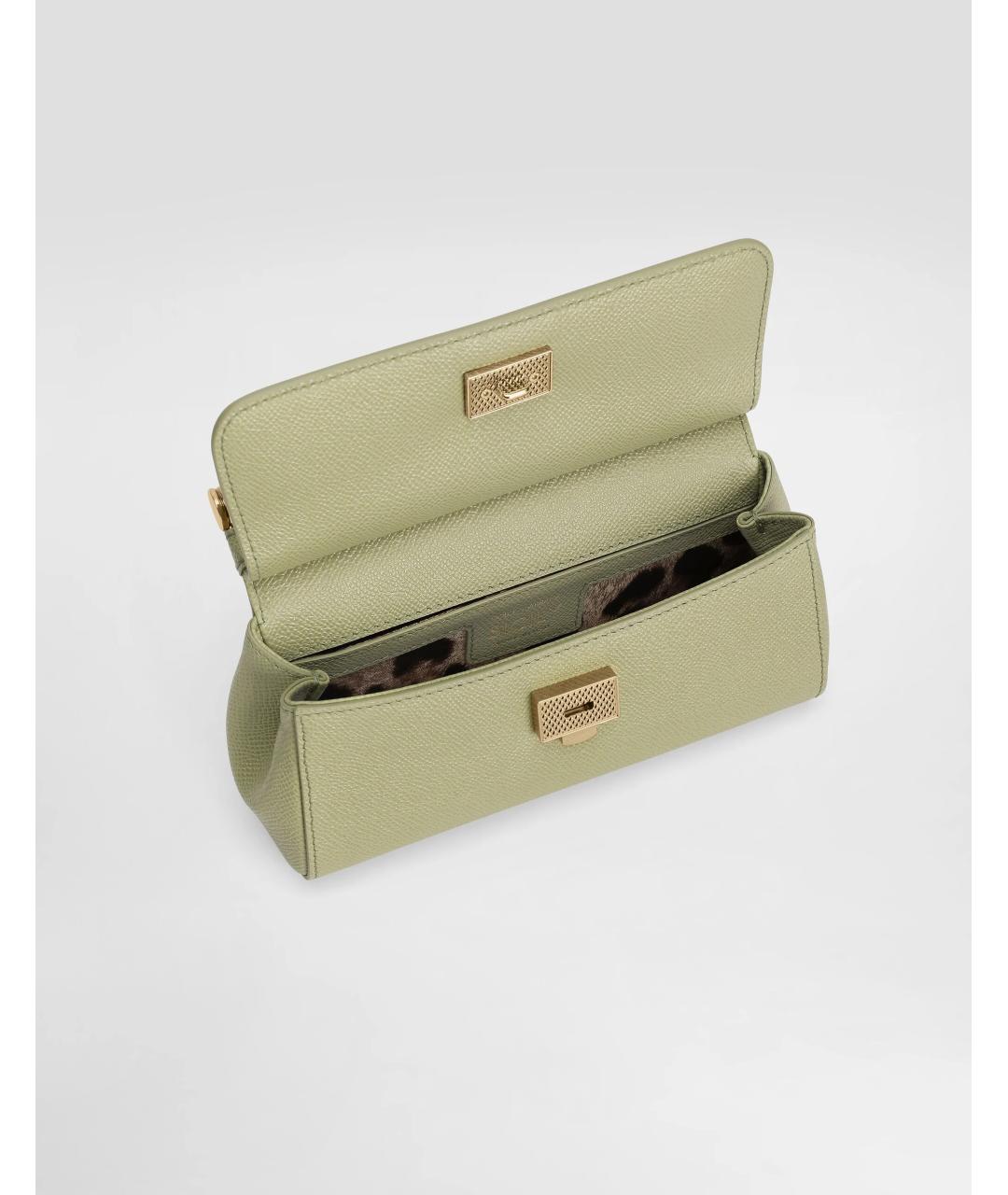 DOLCE&GABBANA Зеленая кожаная сумка с короткими ручками, фото 5