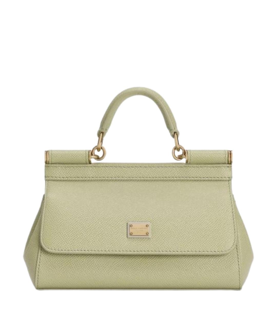 DOLCE&GABBANA Зеленая кожаная сумка с короткими ручками, фото 1