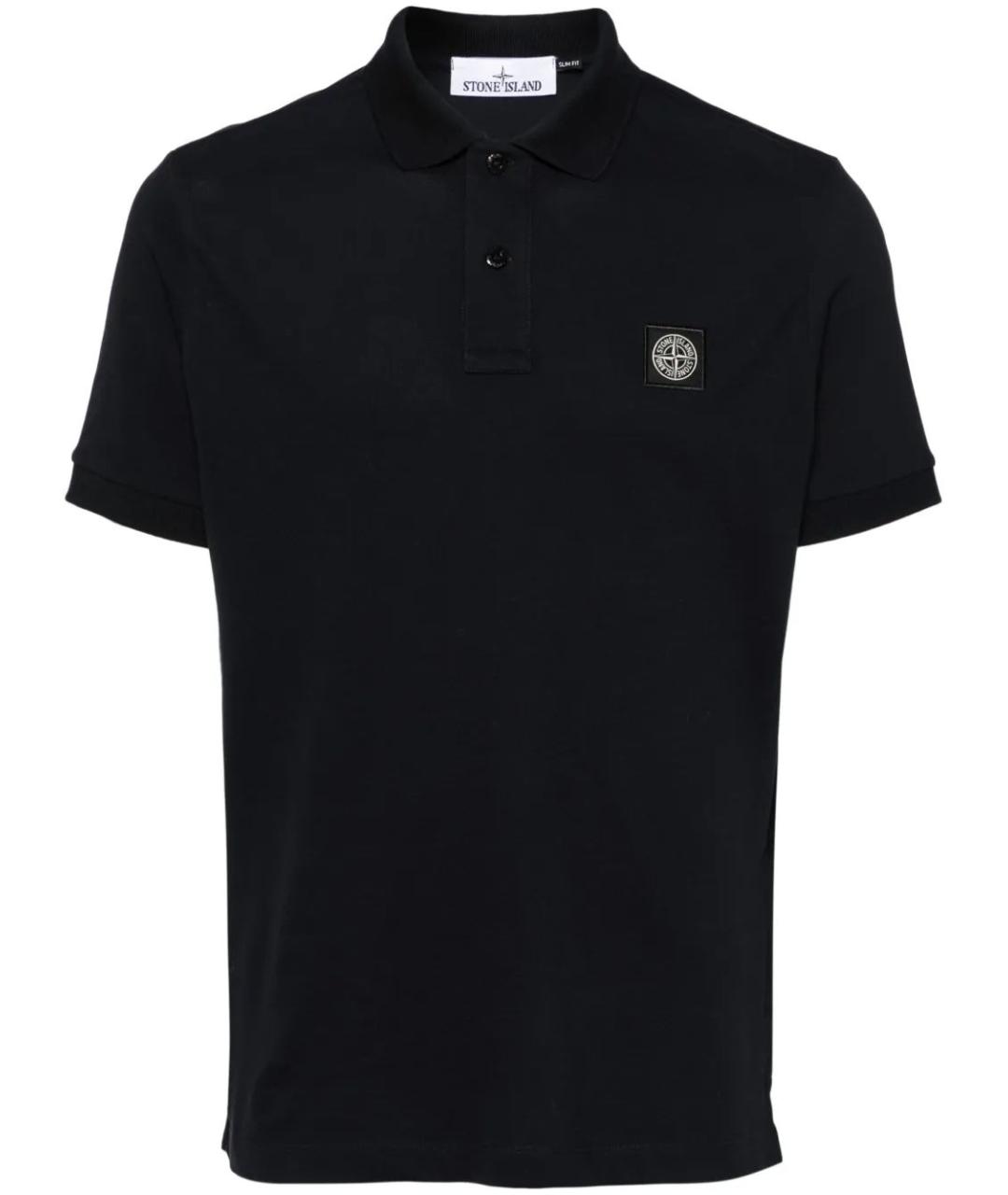 STONE ISLAND Синее хлопковое поло с коротким рукавом, фото 1