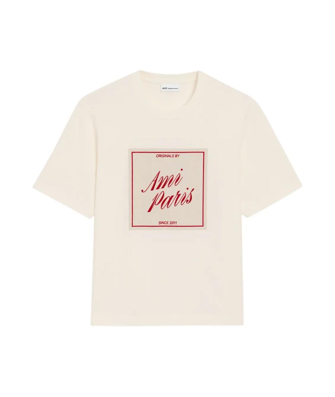 Ami Paris Бежевая хлопковая футболка, фото 1