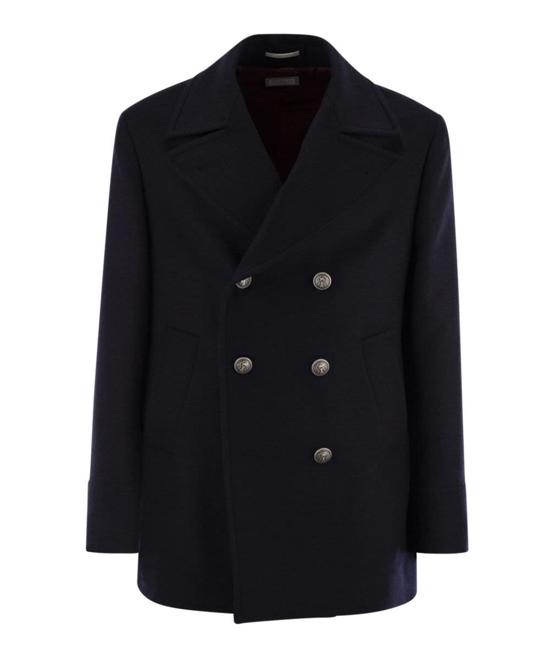 BRUNELLO CUCINELLI Темно-синее шерстяное пальто, фото 1