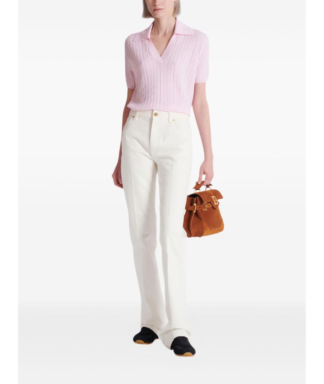 BALMAIN Белые хлопковые джинсы клеш, фото 2