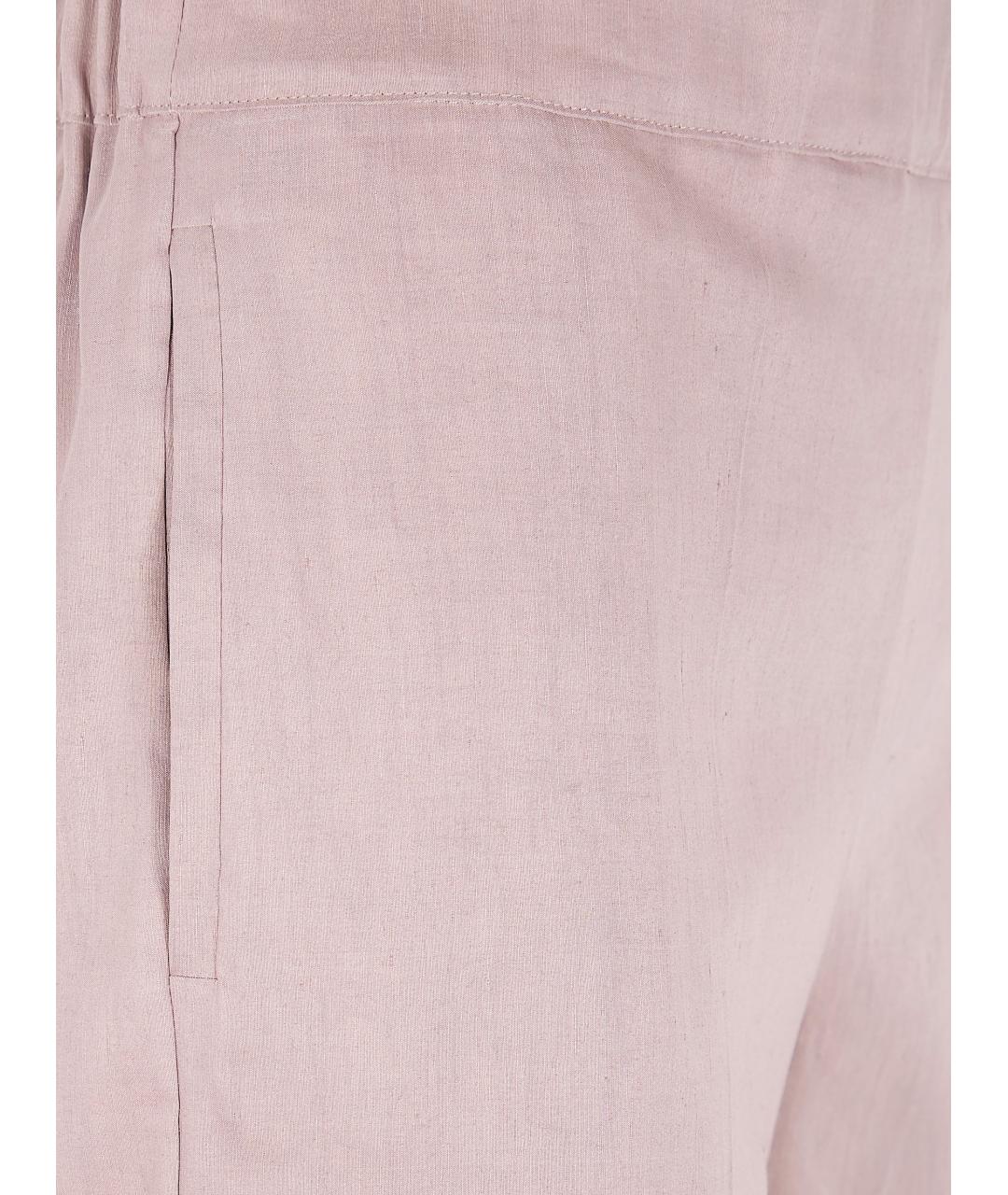 D.EXTERIOR Коричневые льняные прямые брюки, фото 3