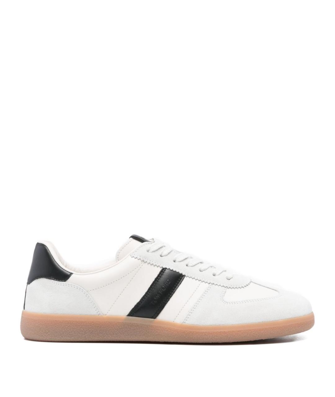 TOM FORD Белые кожаные низкие кроссовки / кеды, фото 1