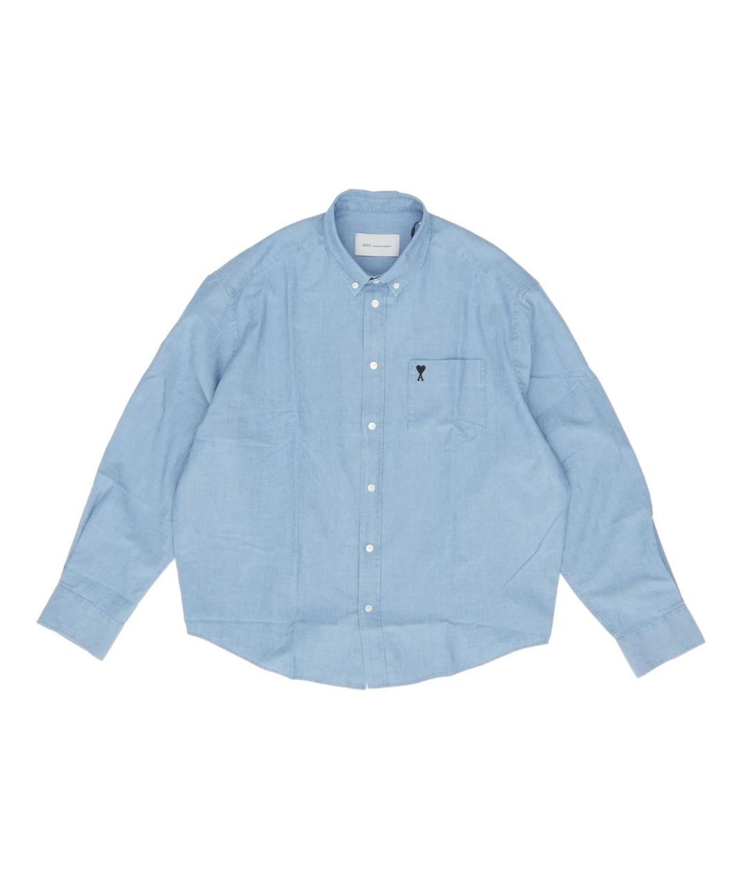 Ami Paris Синяя хлопковая кэжуал рубашка, фото 1