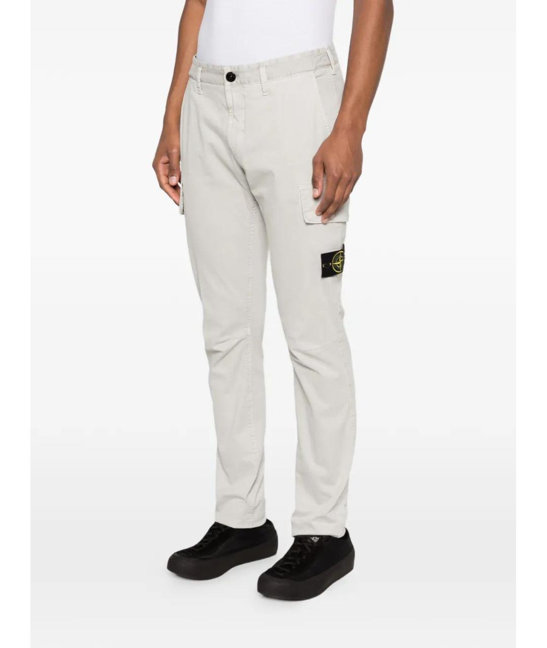 STONE ISLAND Серые хлопковые повседневные брюки, фото 3