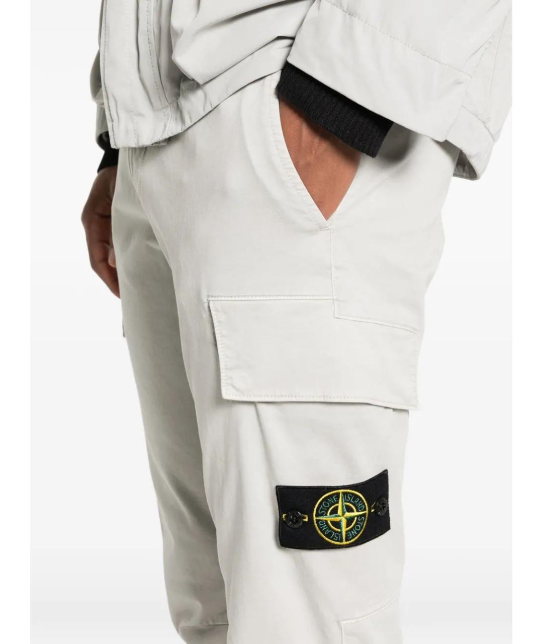STONE ISLAND Серые хлопковые повседневные брюки, фото 5
