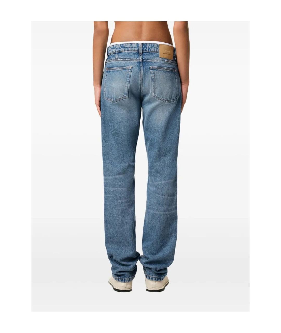 Ami Paris Голубые хлопковые прямые джинсы, фото 2