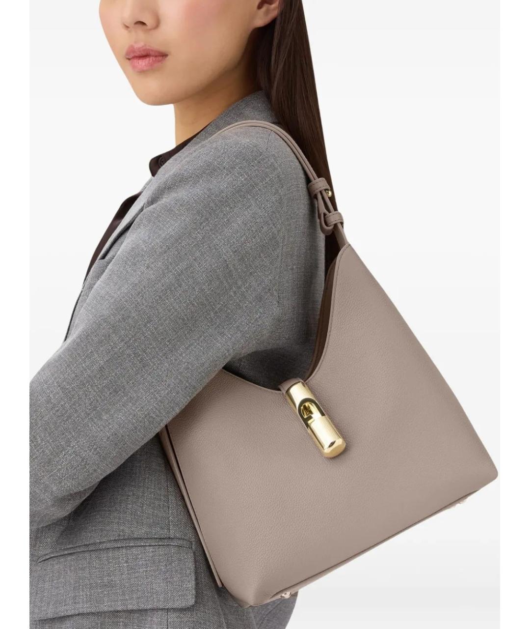 FURLA Бежевая кожаная сумка через плечо, фото 3