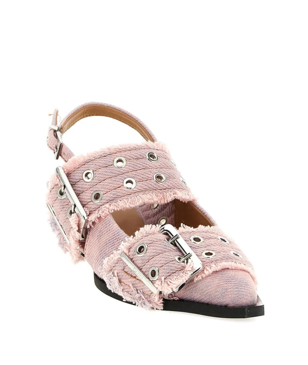 GANNI Розовые текстильные туфли, фото 2