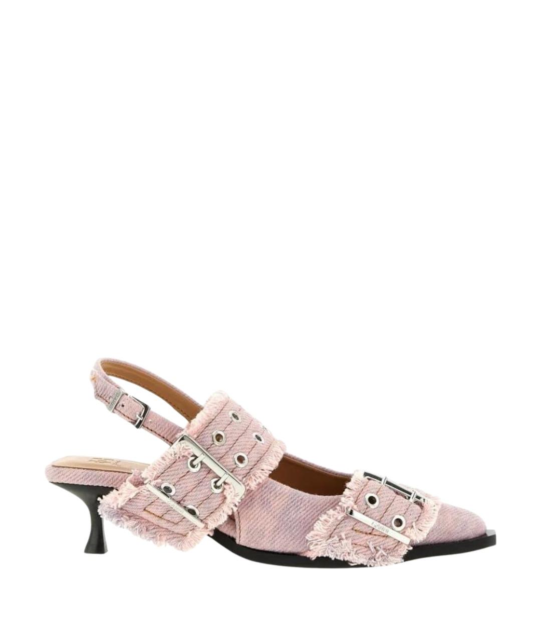 GANNI Розовые текстильные туфли, фото 1