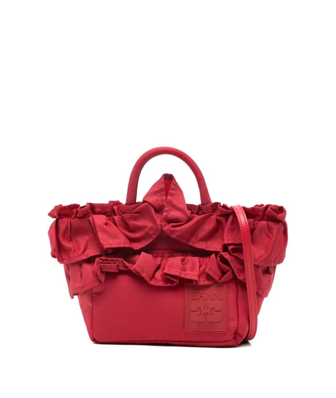 GANNI Красная синтетическая сумка тоут, фото 1