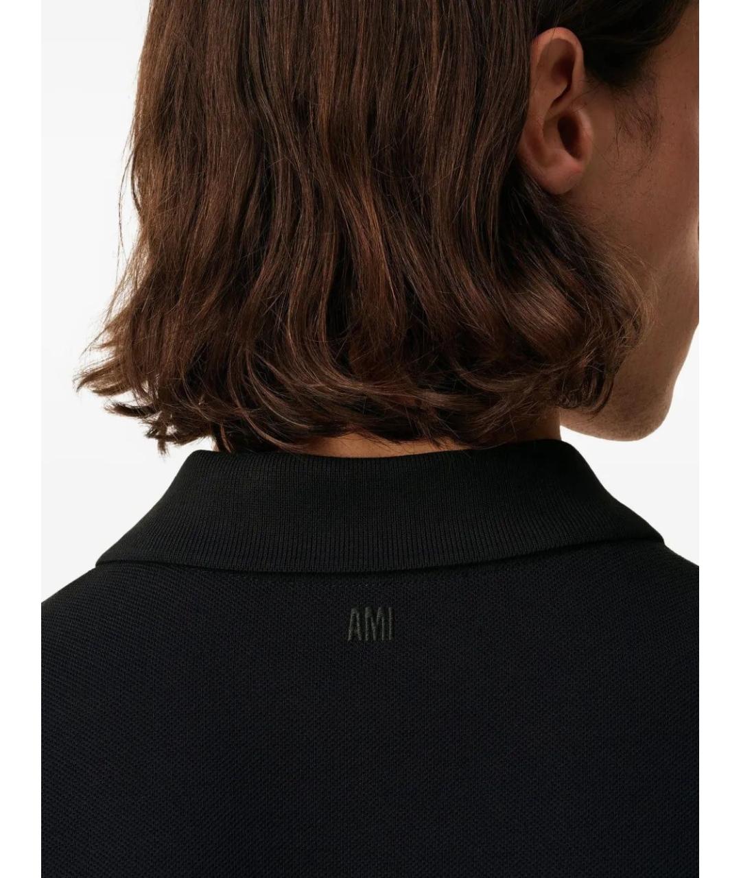 Ami Paris Черное хлопковое поло с коротким рукавом, фото 5