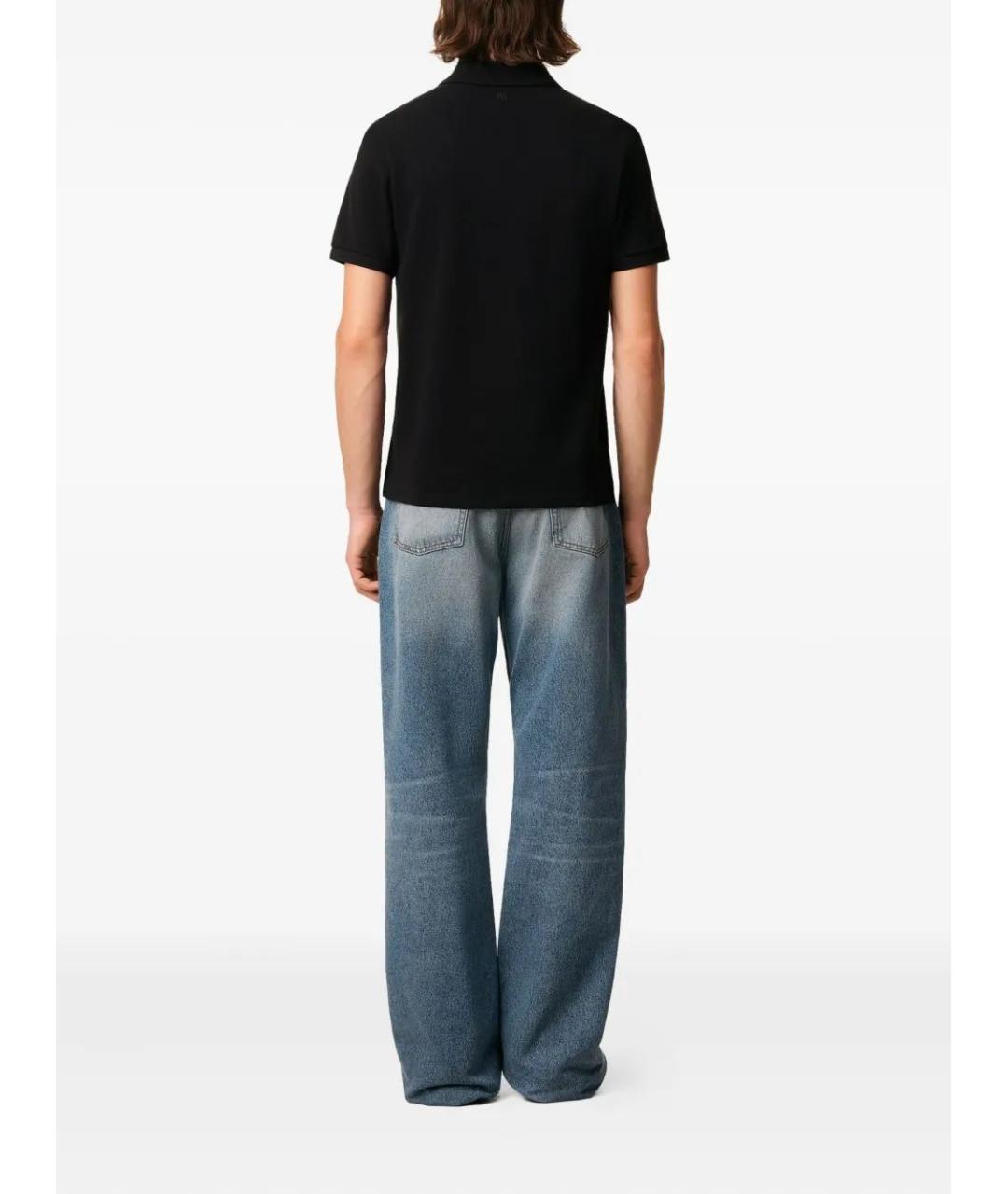 Ami Paris Черное хлопковое поло с коротким рукавом, фото 4