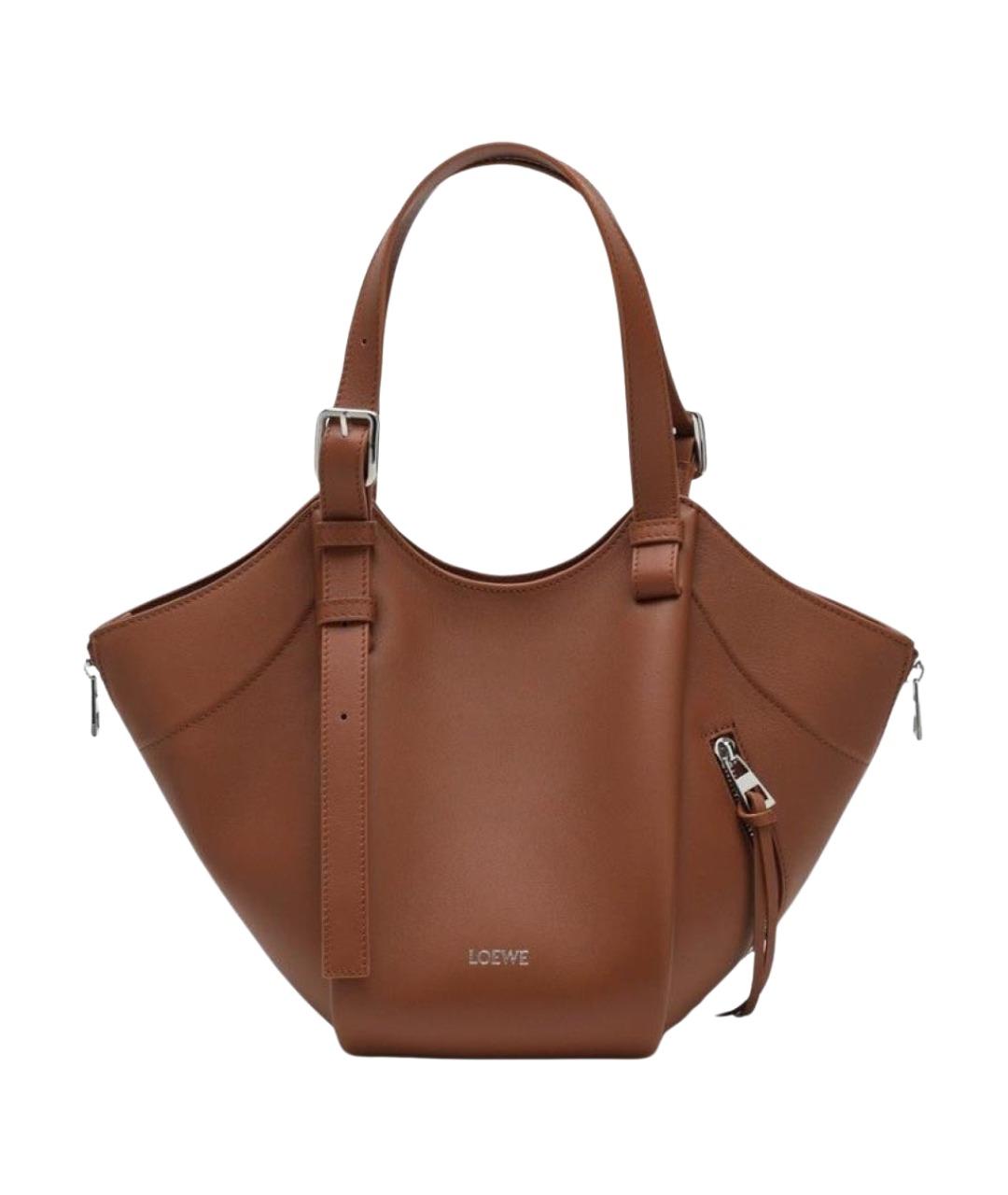 LOEWE Коричневая кожаная сумка тоут, фото 1