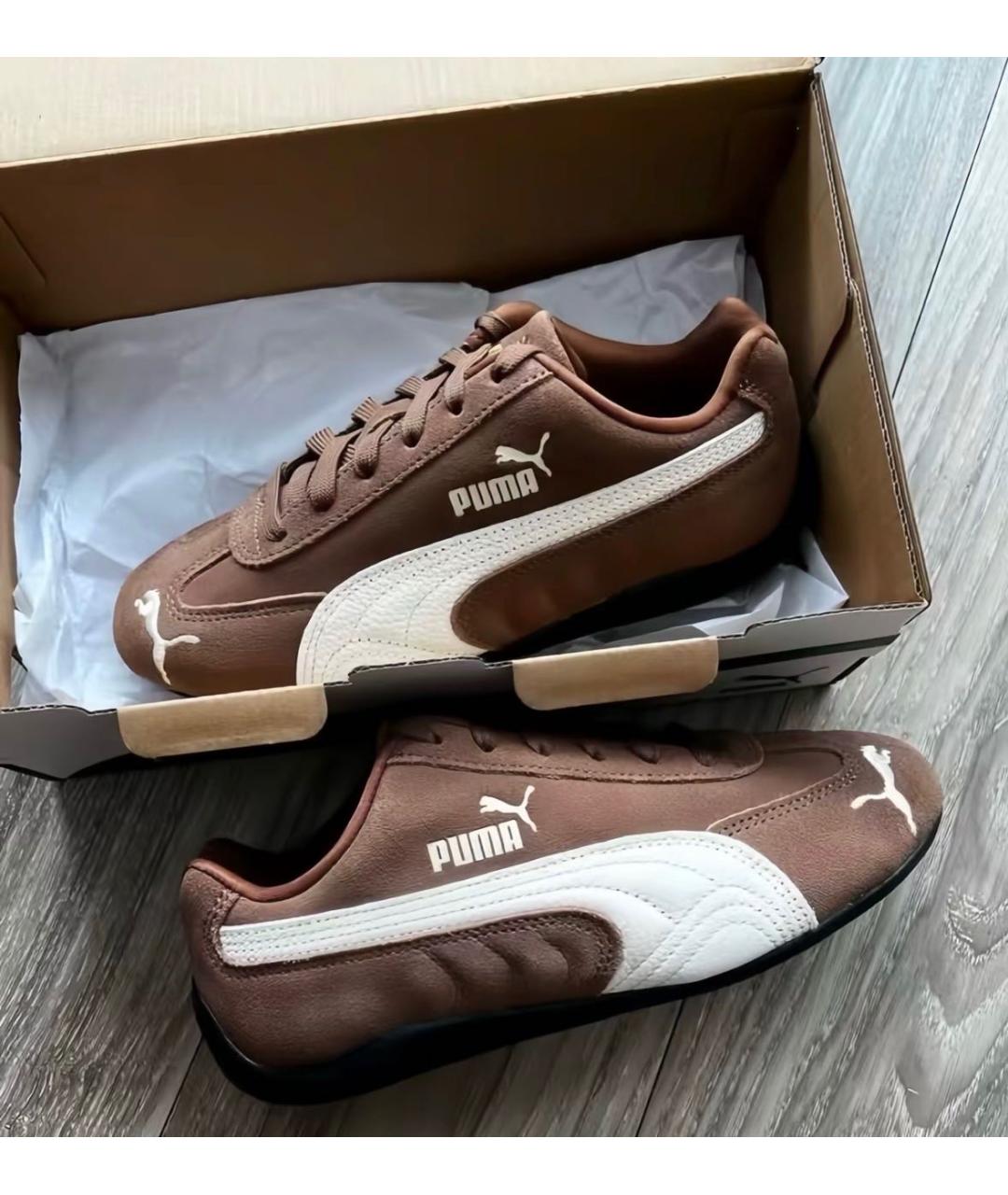 PUMA Коричневые замшевые кроссовки, фото 2