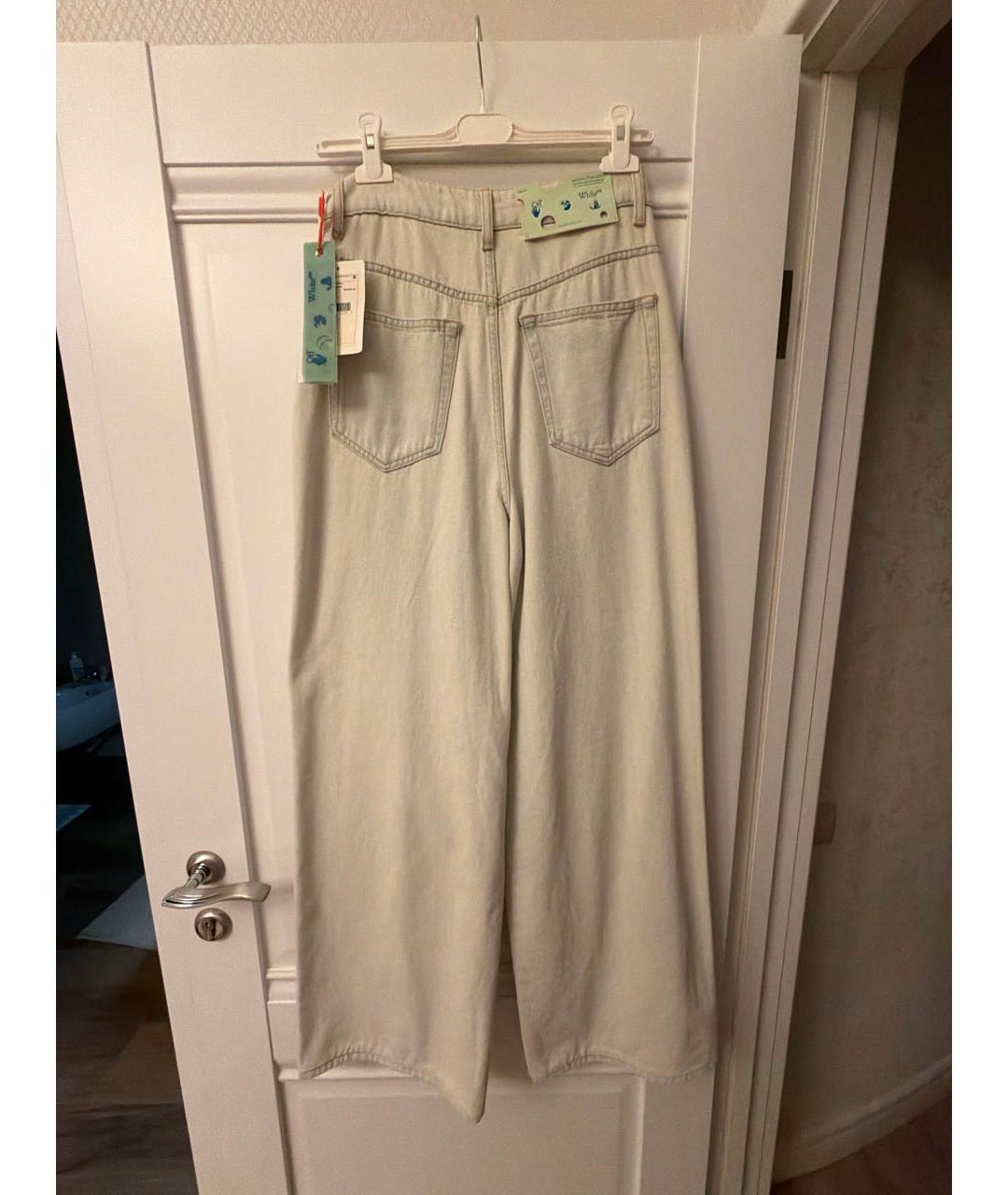 OFF-WHITE Голубые хлопковые прямые джинсы, фото 2