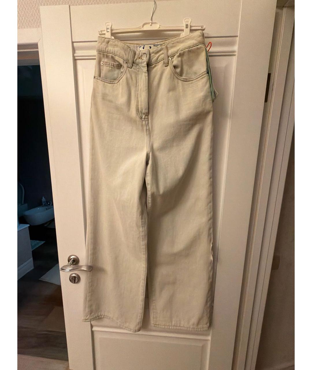 OFF-WHITE Голубые хлопковые прямые джинсы, фото 6