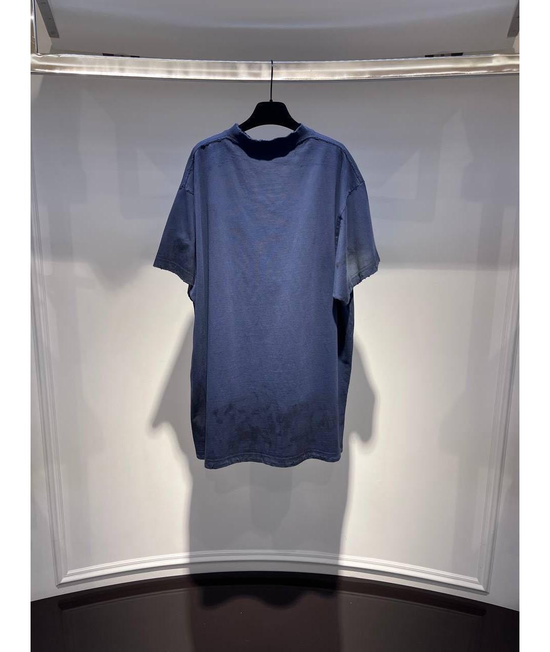 BALENCIAGA Синяя хлопковая футболка, фото 3