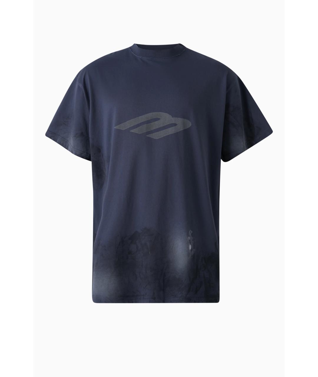 BALENCIAGA Синяя хлопковая футболка, фото 1