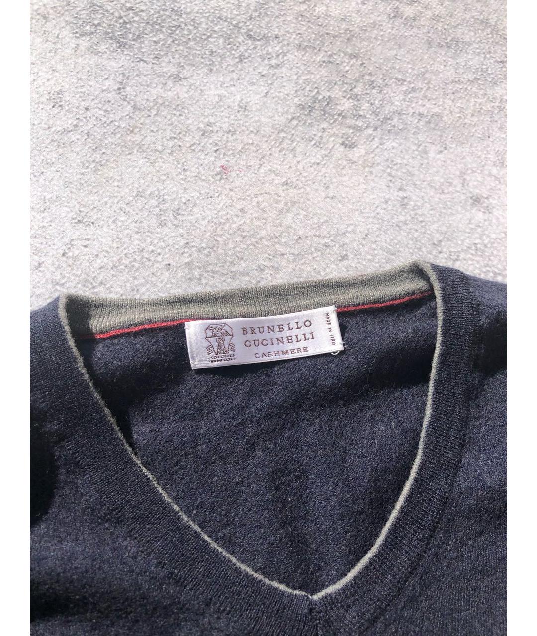BRUNELLO CUCINELLI Темно-синий шерстяной джемпер / свитер, фото 2