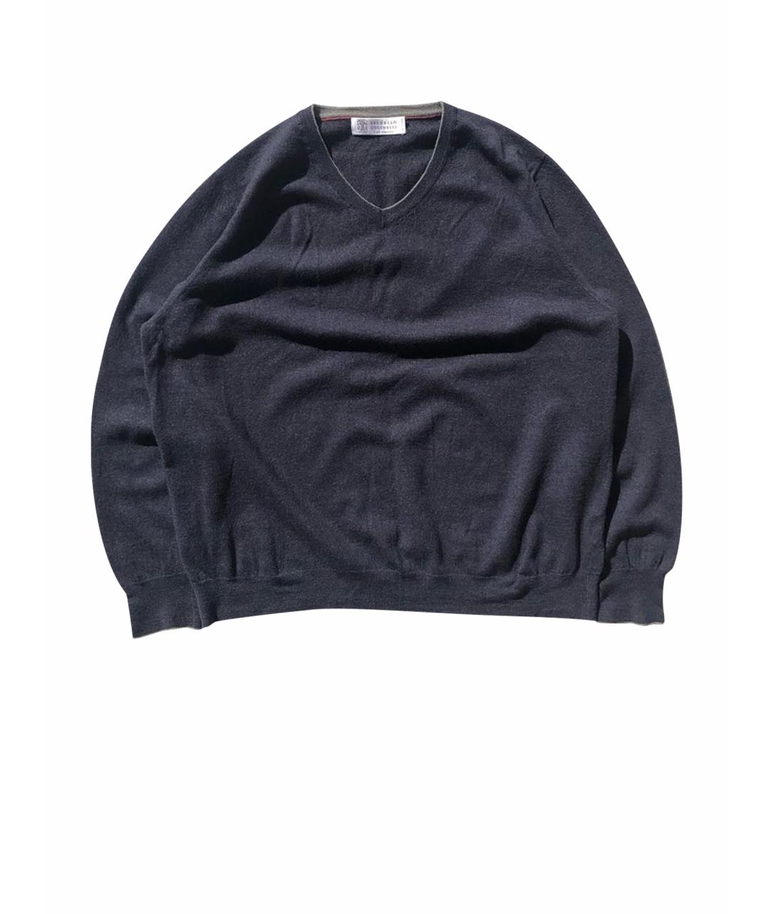 BRUNELLO CUCINELLI Темно-синий шерстяной джемпер / свитер, фото 1