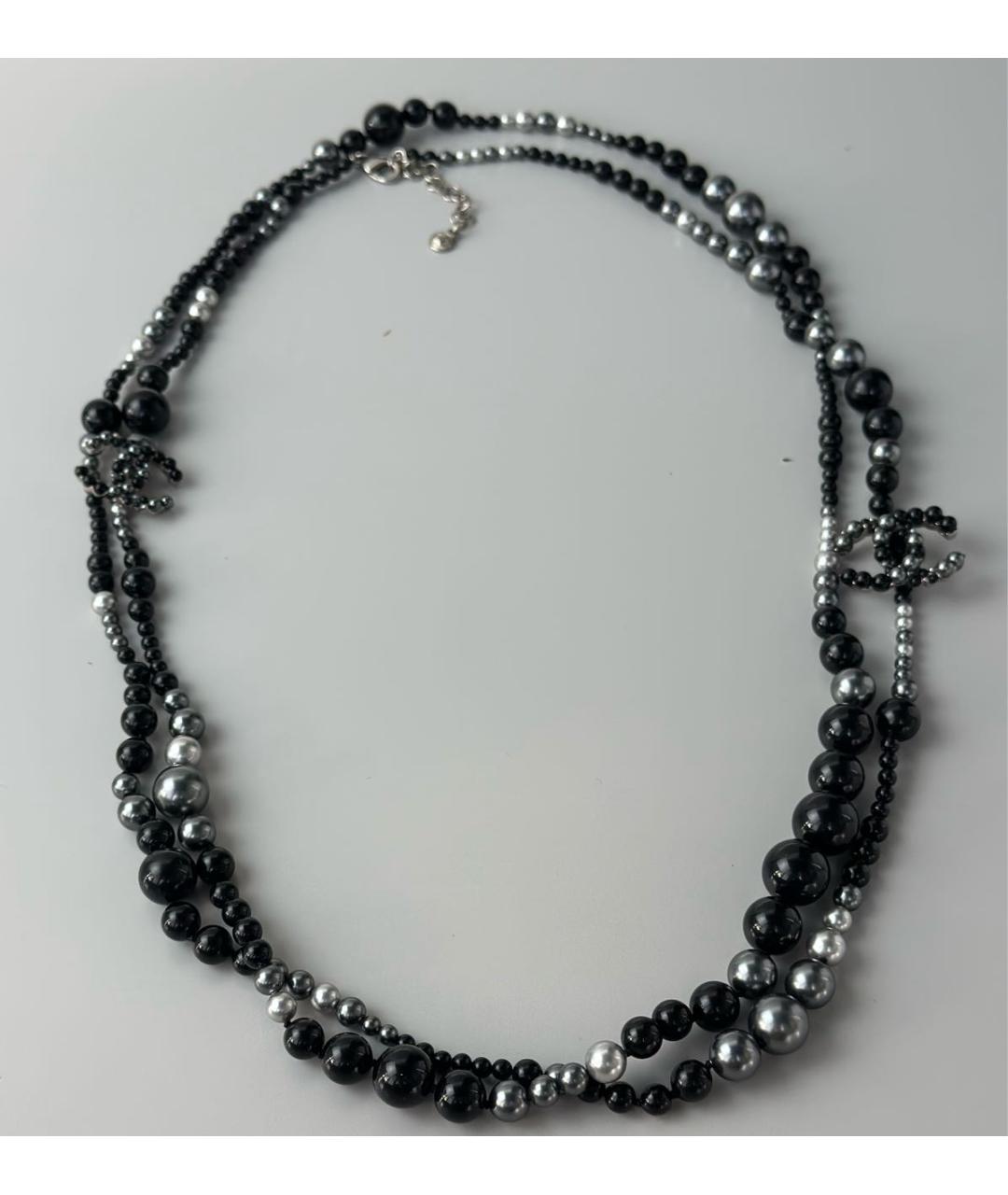 CHANEL Черное жемчужное колье, фото 5