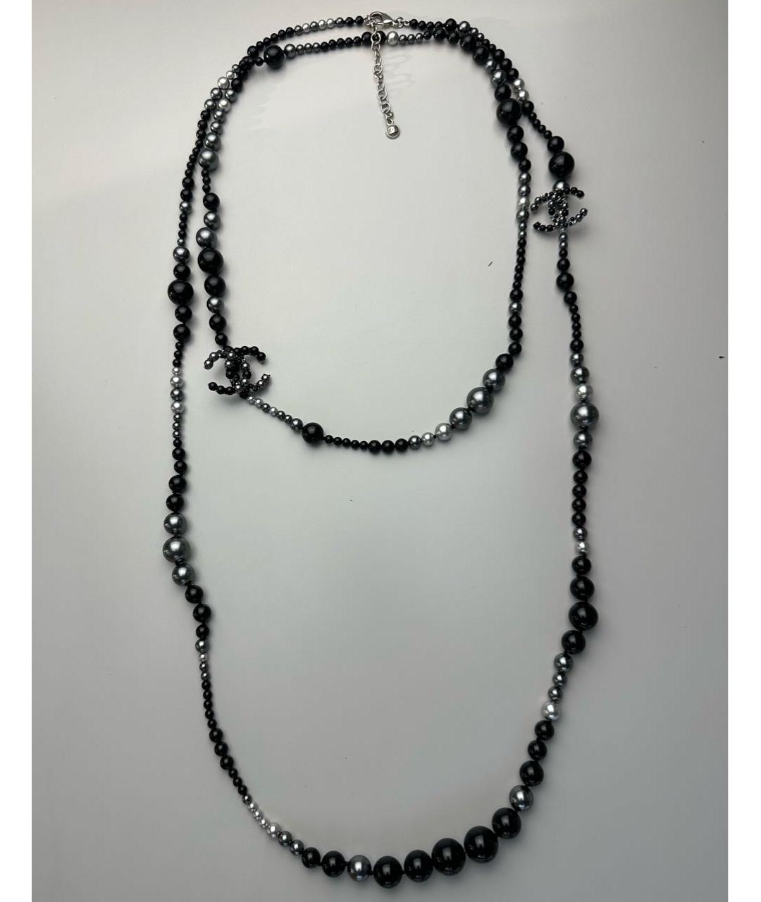 CHANEL Черное жемчужное колье, фото 4