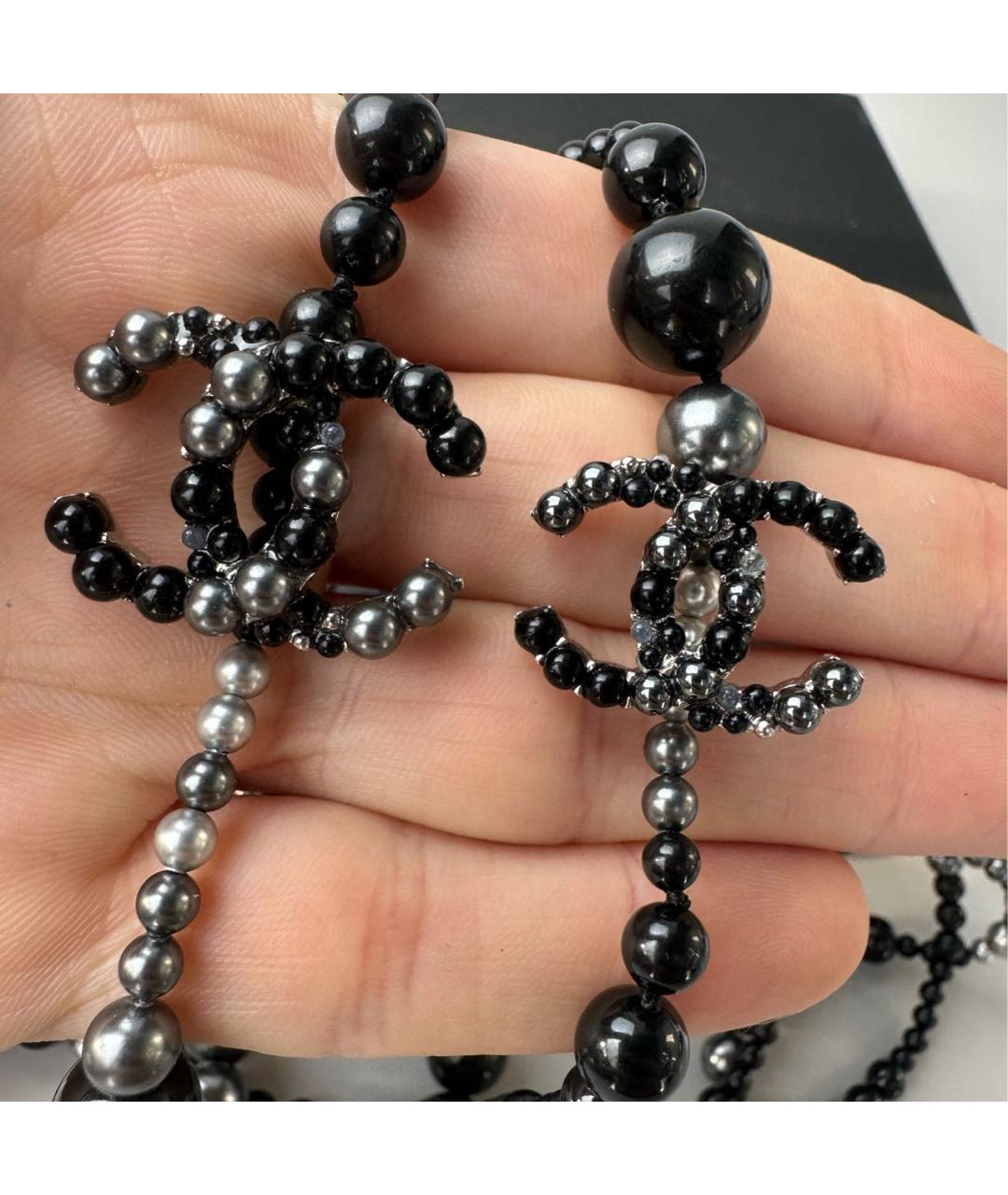 CHANEL Черное жемчужное колье, фото 8