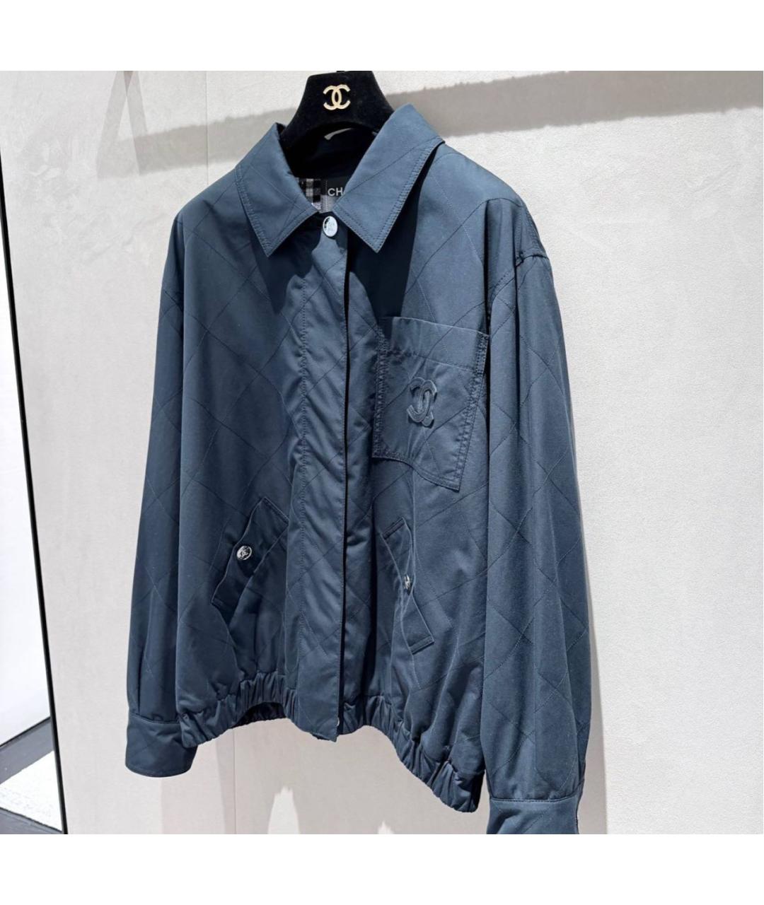 CHANEL Темно-синяя хлопковая куртка, фото 4