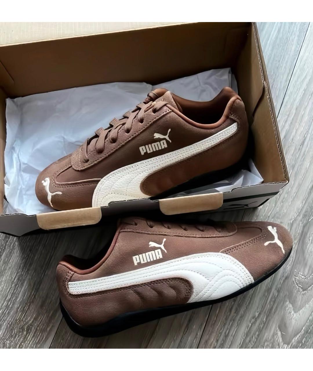 PUMA Коричневые замшевые низкие кроссовки / кеды, фото 2