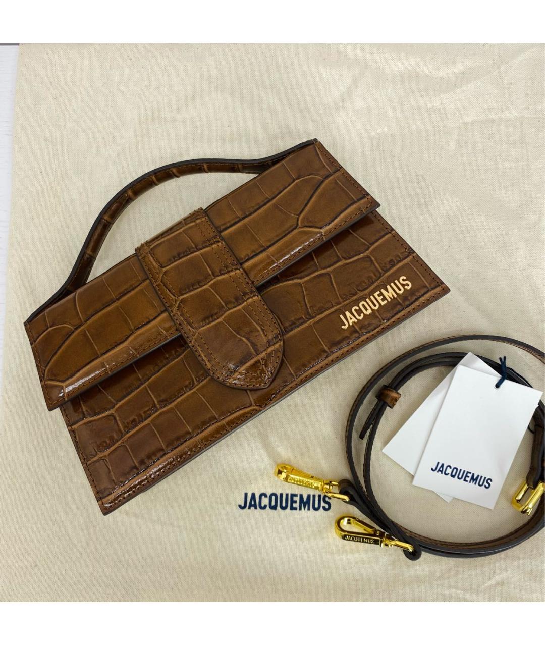 JACQUEMUS Коричневая кожаная сумка через плечо, фото 6