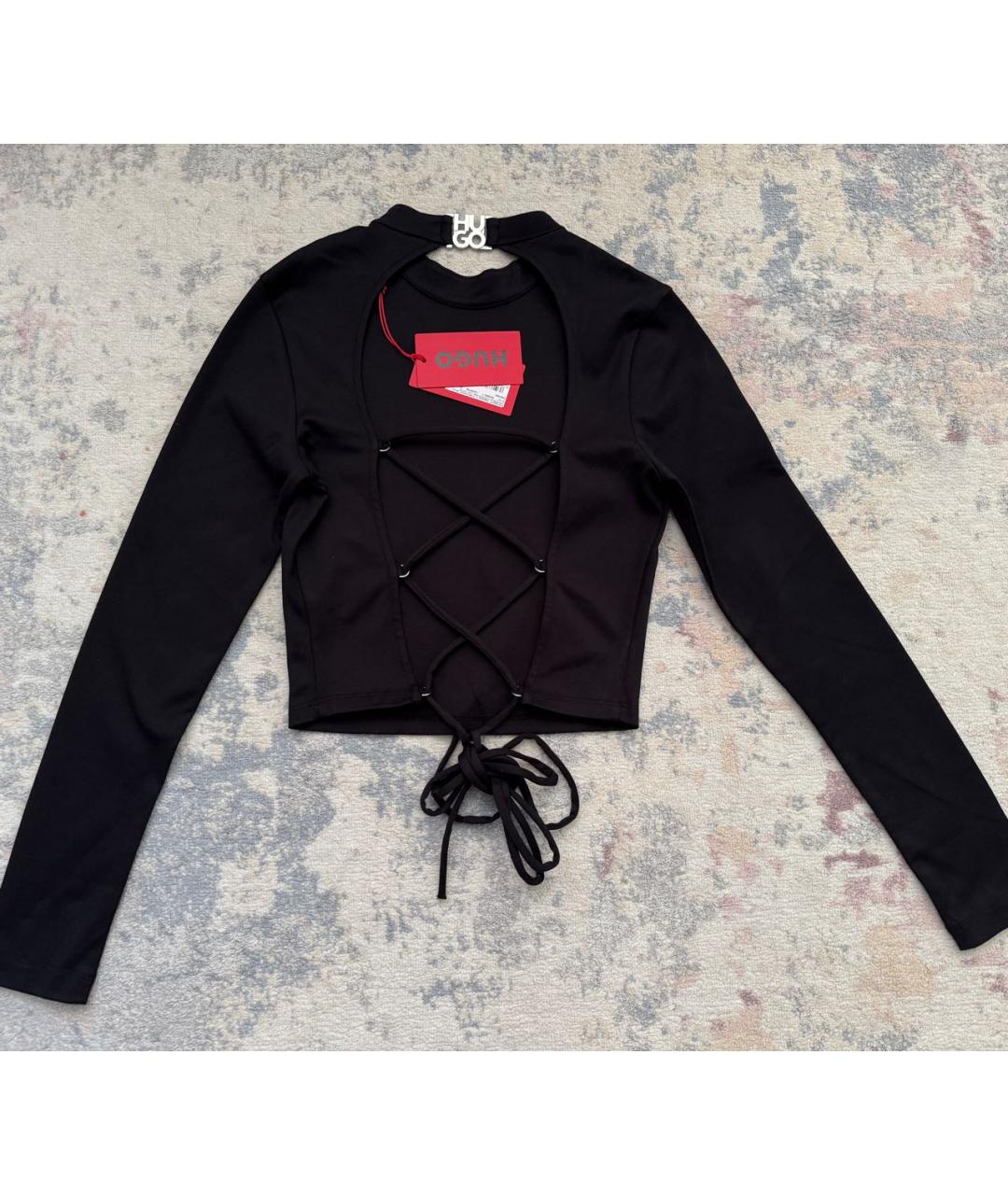 HUGO BOSS Черный хлопко-эластановый джемпер / свитер, фото 4